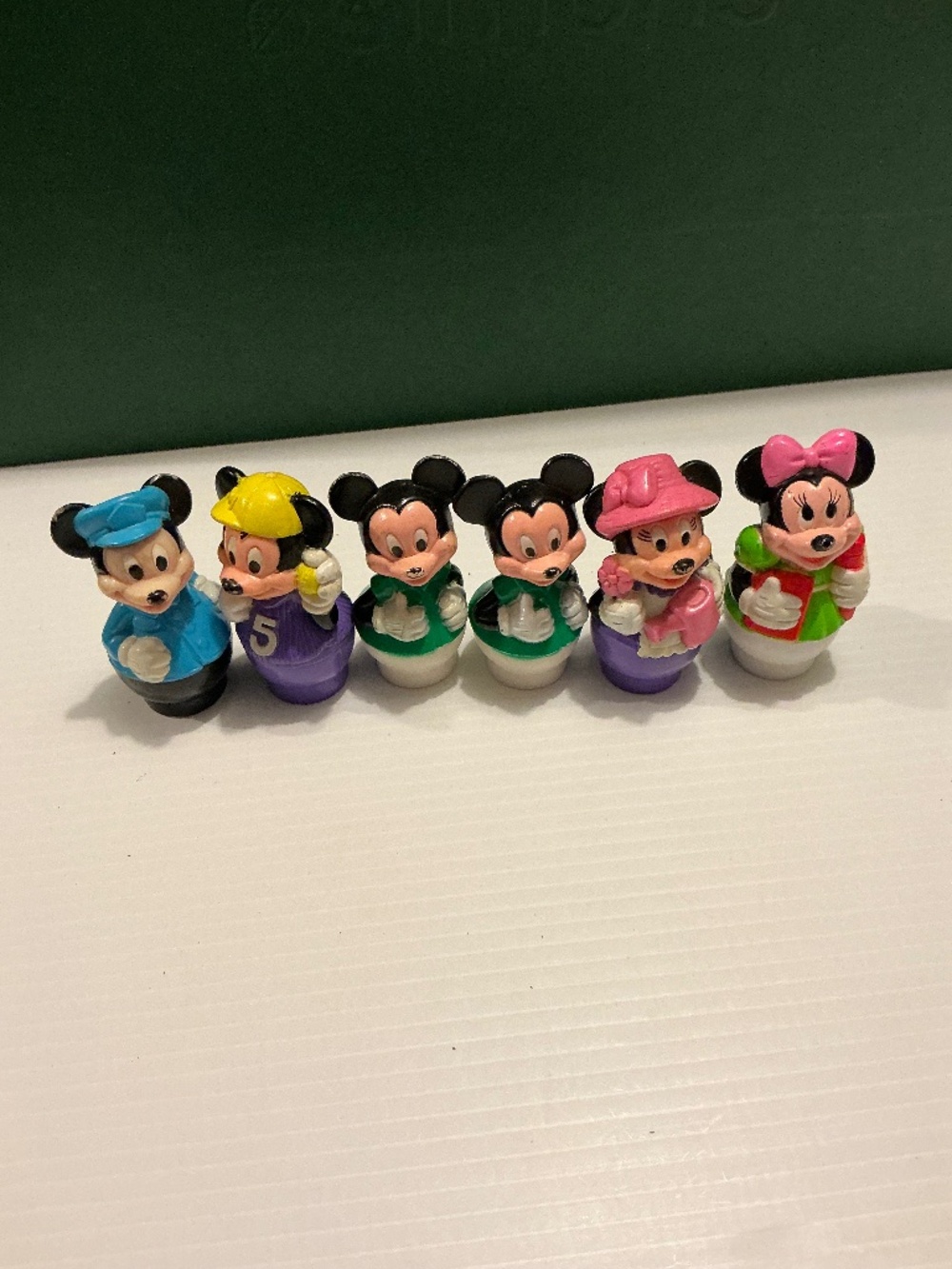 Vintage Disney Mickey Minnie Mouse Plastic Finger Puppets Lot of 6 Retro Toys